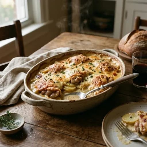 Höstig kyckling och potatisgratäng med smakrik dijonsenap - enkelt recept från MatVeckan