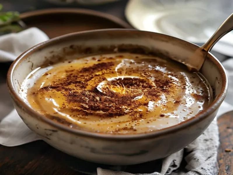 Svensk värmande chokladhavregröt med kaneltoppad topping - enkelt recept från MatVeckan
